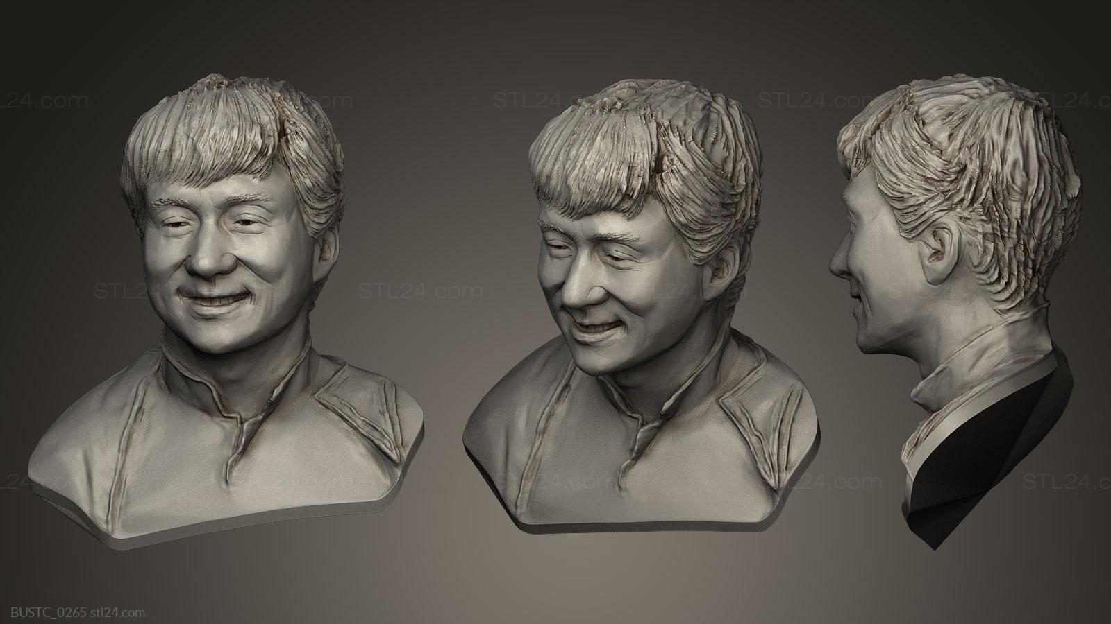 Бюсты и барельефы известных личностей (Джеки Чан, BUSTC_0265) 3D модель для ЧПУ станка